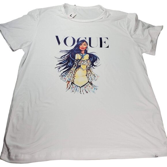 Pocahontas Princess Tee Shirt Graphic Knit Top Blouse Short Sleeve Shirt Women - Picture 1 of 6